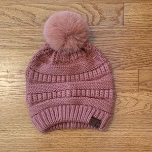 CC Blush Knit Beanie with Pom-Pom